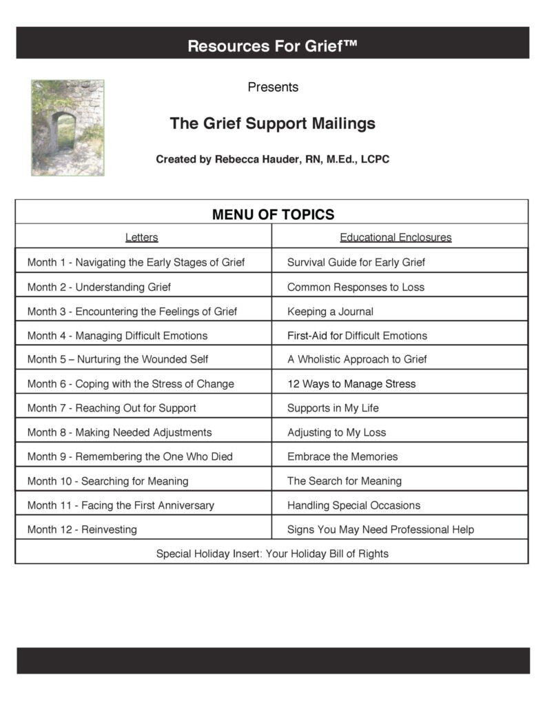 Mailings - Grief Support Mailings on Flash Drive